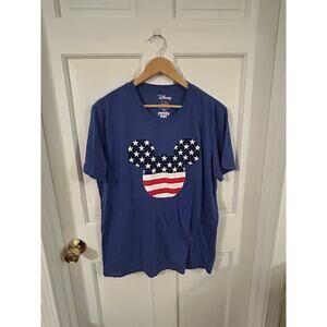 Disney Mickey Mouse American Flag Navy T-Shirt - Men's Large